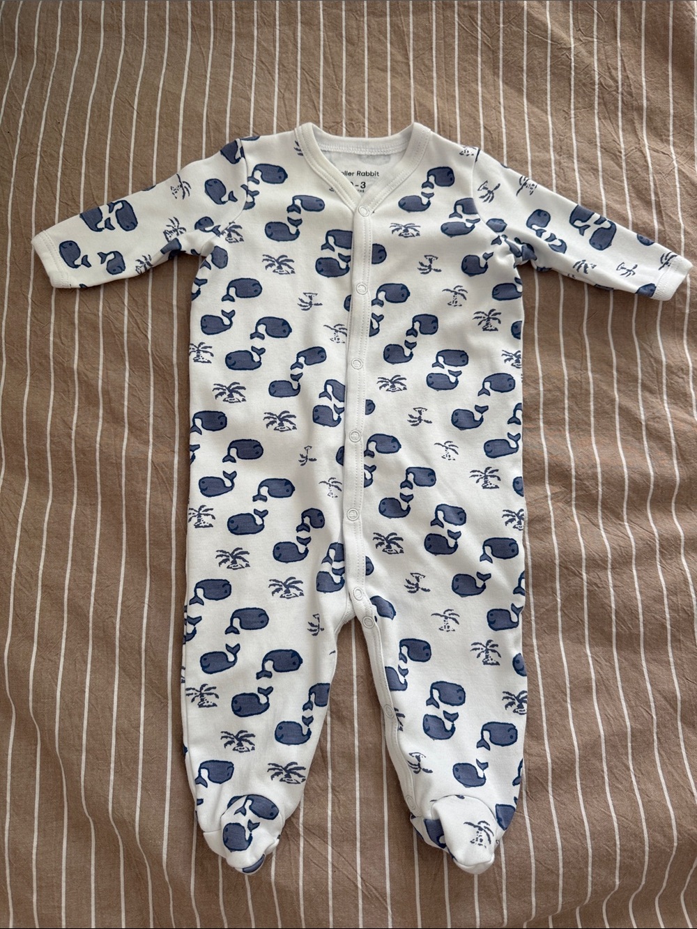 Roller Rabbit White One-Piece with Navy Whale Print
